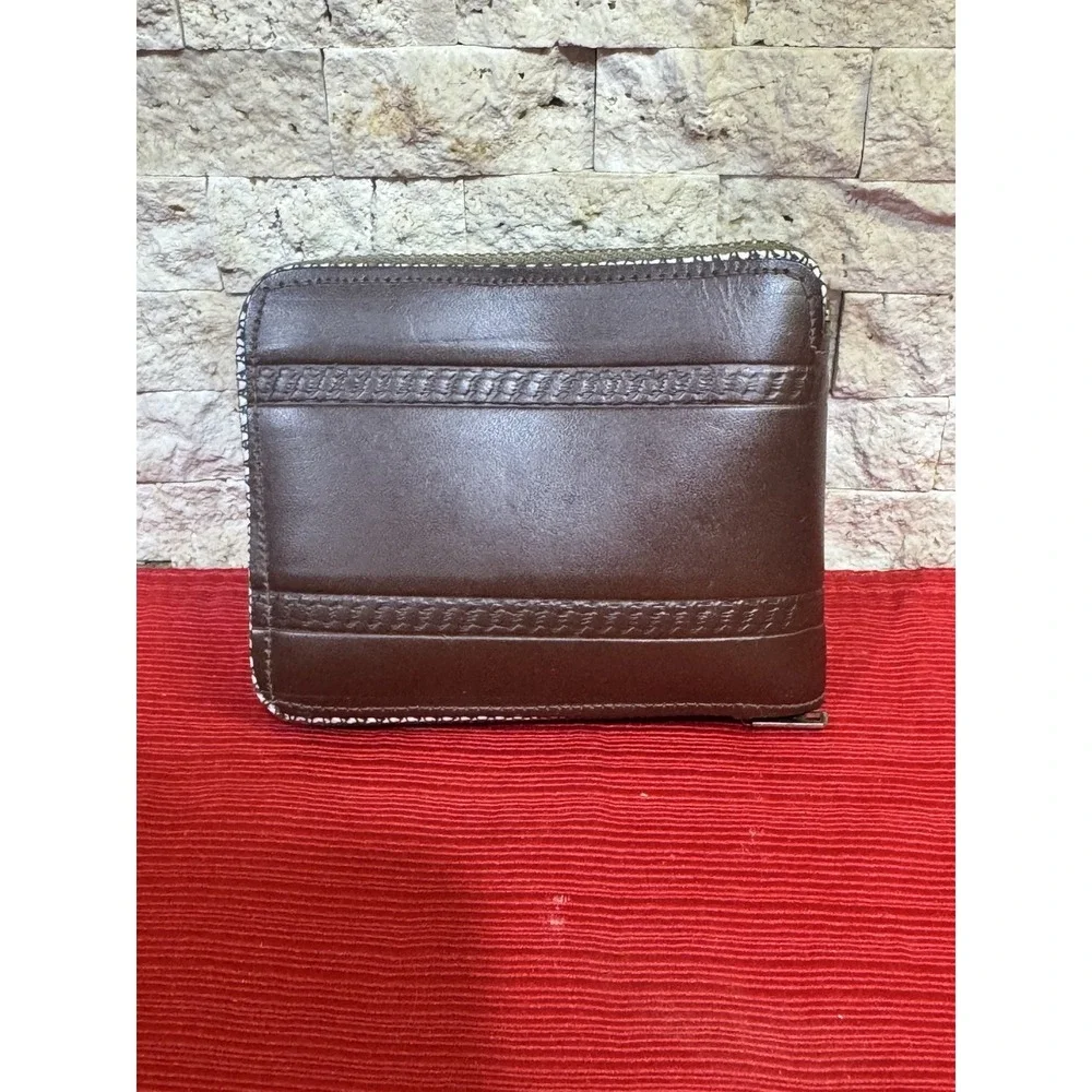 Vintage Tooled Genuine Leather Bifold Wallet Brown Western Saddle Cowboy